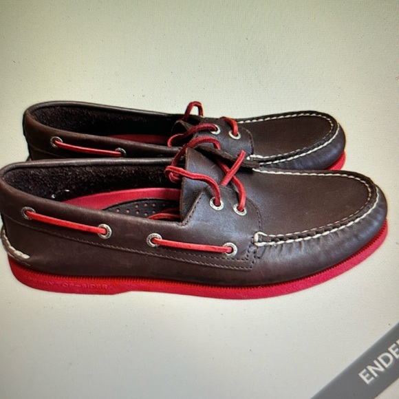 Sperry Top Sider Boat Shoes Leather Loafer Deck Dark Brown Red Sole Mens Size 10 - Picture 8 of 8